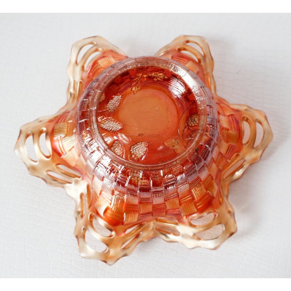 Carnival Glass Marigold Fenton Open Edge Ruffled Hat Vase Iridescent Carnival Gl - Picture 6 of 6